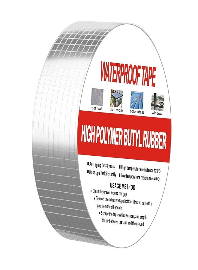 Purabelle Waterproof Butyl Tape, Leak Repair Tape, Foil Butyl Repair Tape, Multipurpose Repair Tape, Plumbing, Sunroom, Roof Cracks, Window, RV, Awning Sealing (2''x16.4 ft) - Image 1